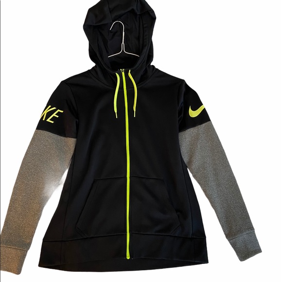 Nike Sweaters - Nike Dri Fit Black, Grey, Neon Green Zipup Sweater